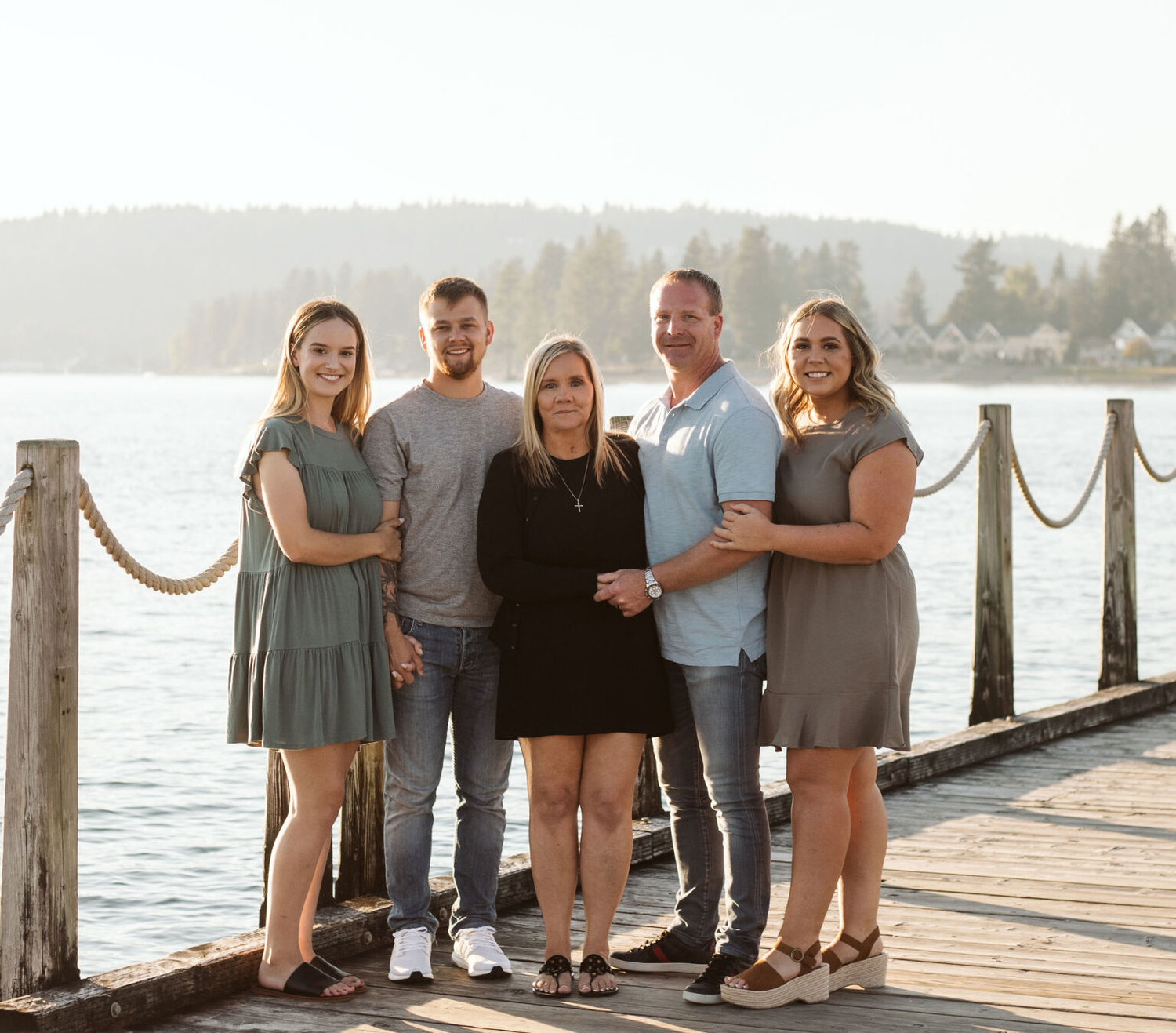 From left, Melynn Jorgensen, Franklin Taylor, Coralee Taylor, Chad Taylor and Amber Taylor pose for a family photograph.