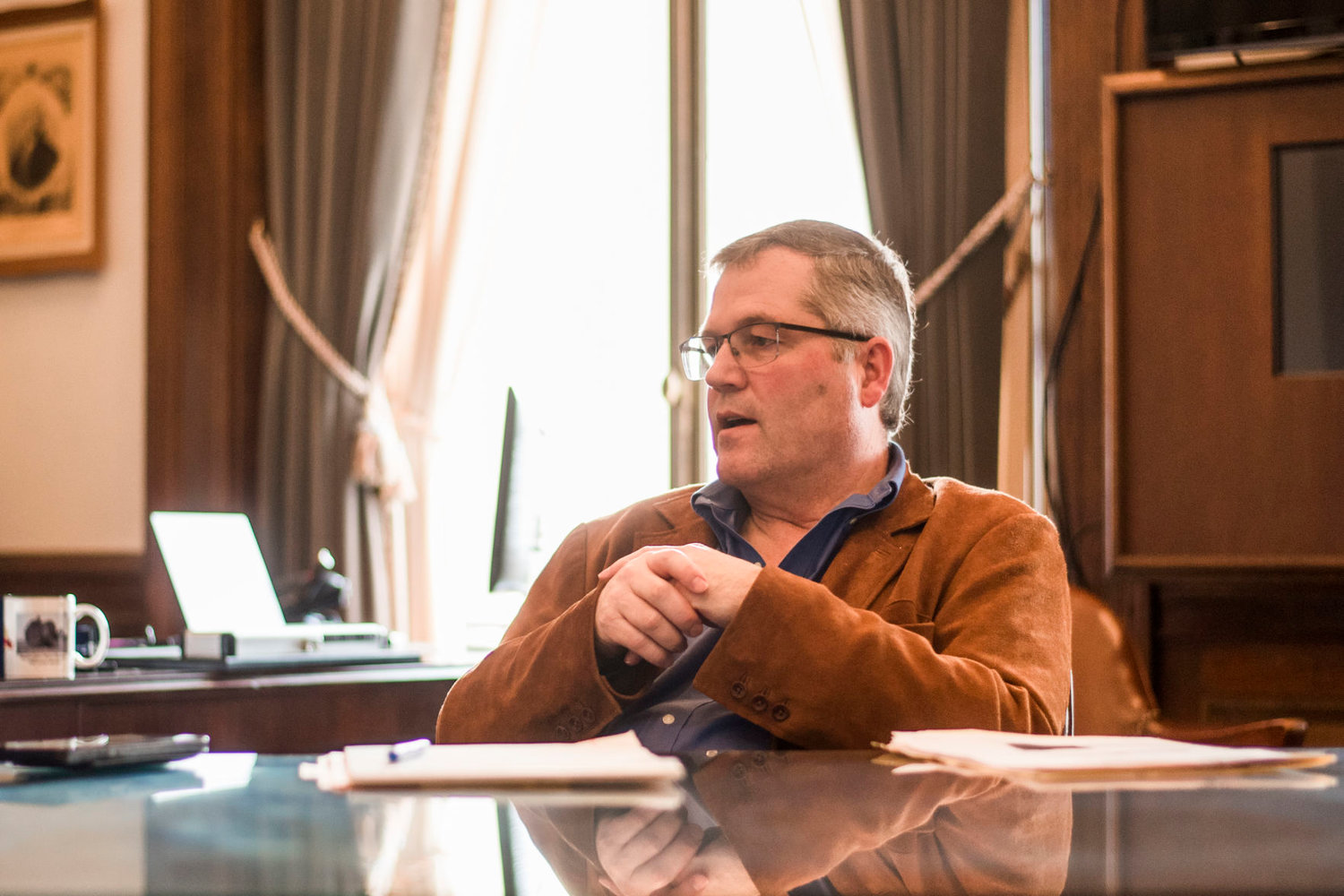 J.T. Wilcox talks during an interview inside his office at the State Capitol last January in Olympia.