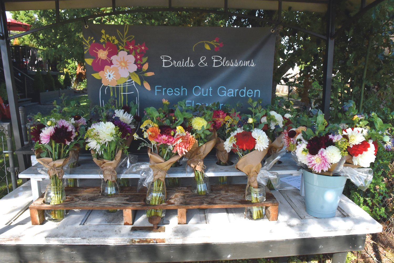 The Braids and Blossoms Flower Farm has bouquets for sale every Friday at 9 a.m. during the summer at 396 Sussex Ave. E. in Tenino.