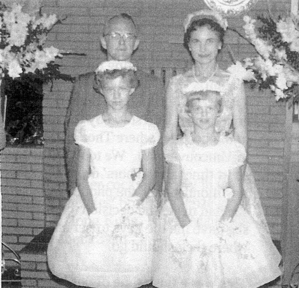 Jim, Shirley, Lynn and Peggy are pictured at the couple’s wedding in 1959.