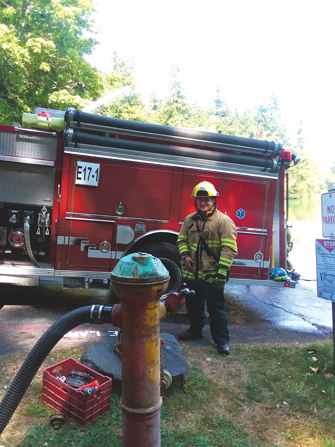 Jacob Jones reports for duty as part of the Bald Hills Fire Department.