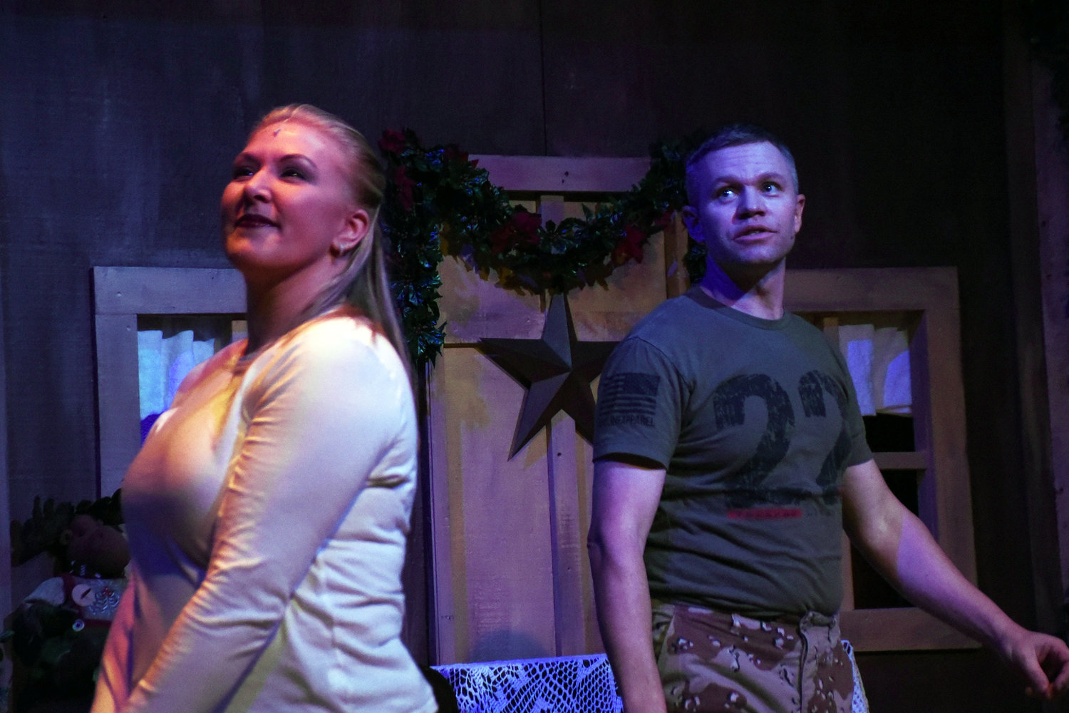 Emily Hagen and Michael Pardoe play the lead roles in the Crossroads Community Covenant Church's annual Christmas play, "The Christmas Card," showing this week.