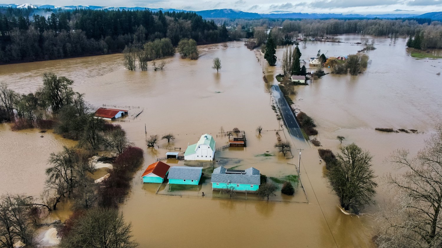 Independence Valley is seen from above as the Chehalis River flows into Scatter Creek flooding nearby properties on in January.