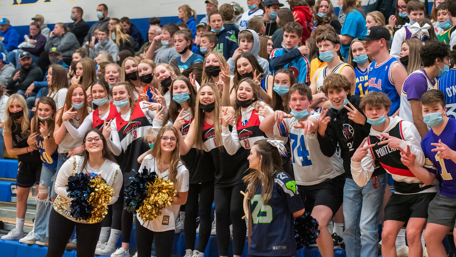 Pirate fans cheer during a game against Rainier Friday night.