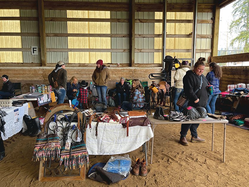 Folks congregate at the tack sale and swap meeting put on by the Rockin' M Ranch on Saturday, Jan. 15.