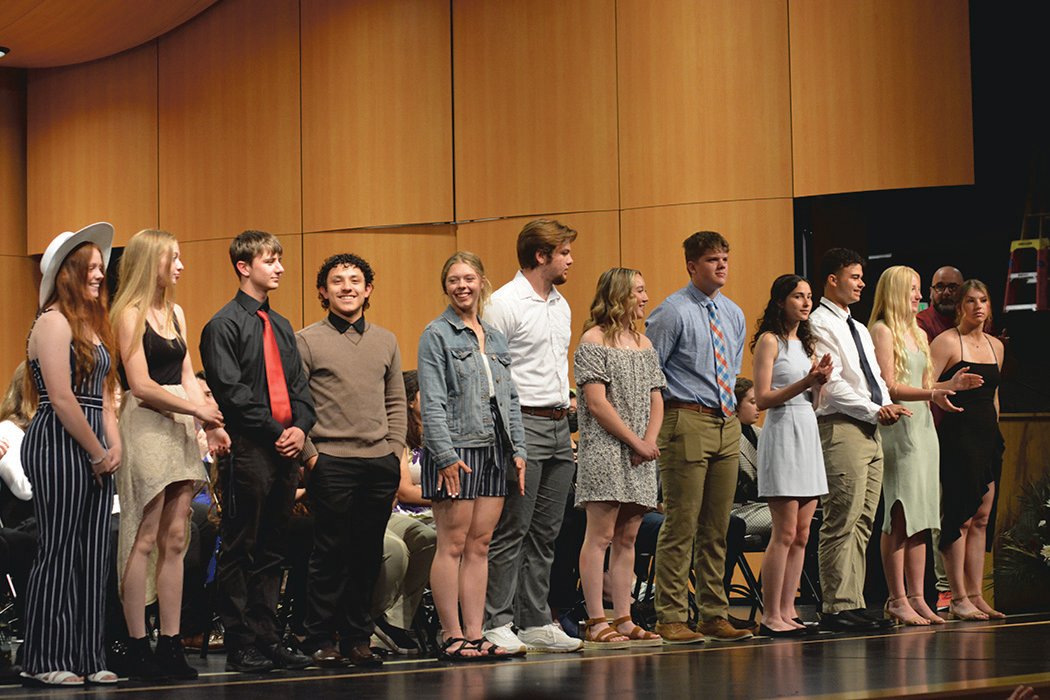 Yelm High School athletes were honored on June 7 during the school’s awards night at the performing arts center after they received offers to continue their athletic careers beyond high school.