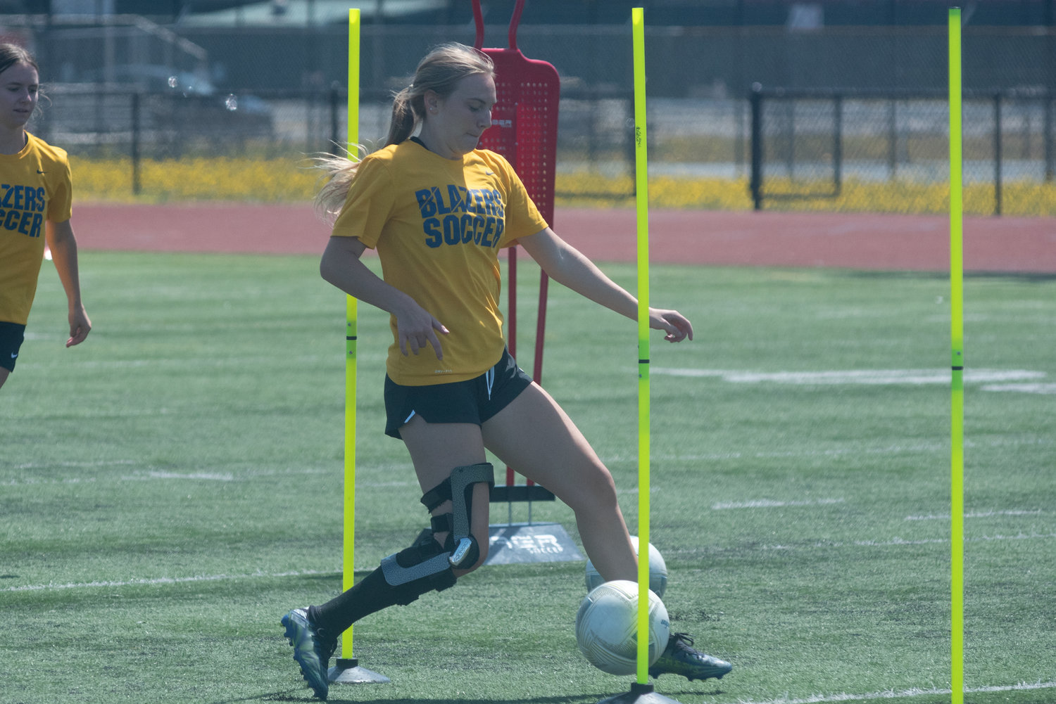 Sophomore Rebekah Robbins runs through a drill during Centralia's Aug. 3, 2022 practice.