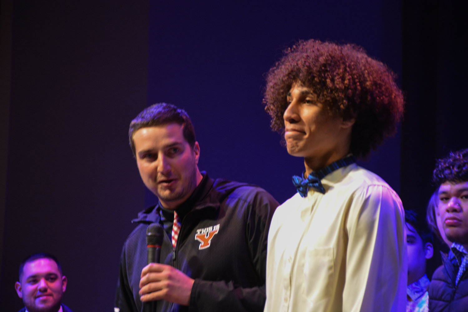 Yelm’s offensive coordinator Bryan Irion shares his favorite memories regarding senior Trevontay Smith, after Smith accepted his varsity letter.