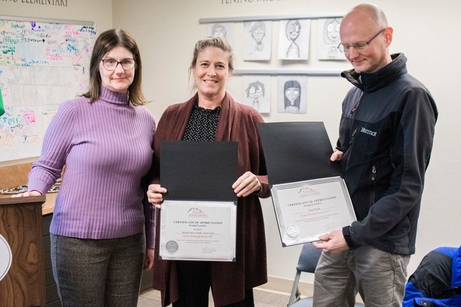 The Bucoda-Tenino Healthy Action Team and True North received “Certificates of Appreciation” on Monday.