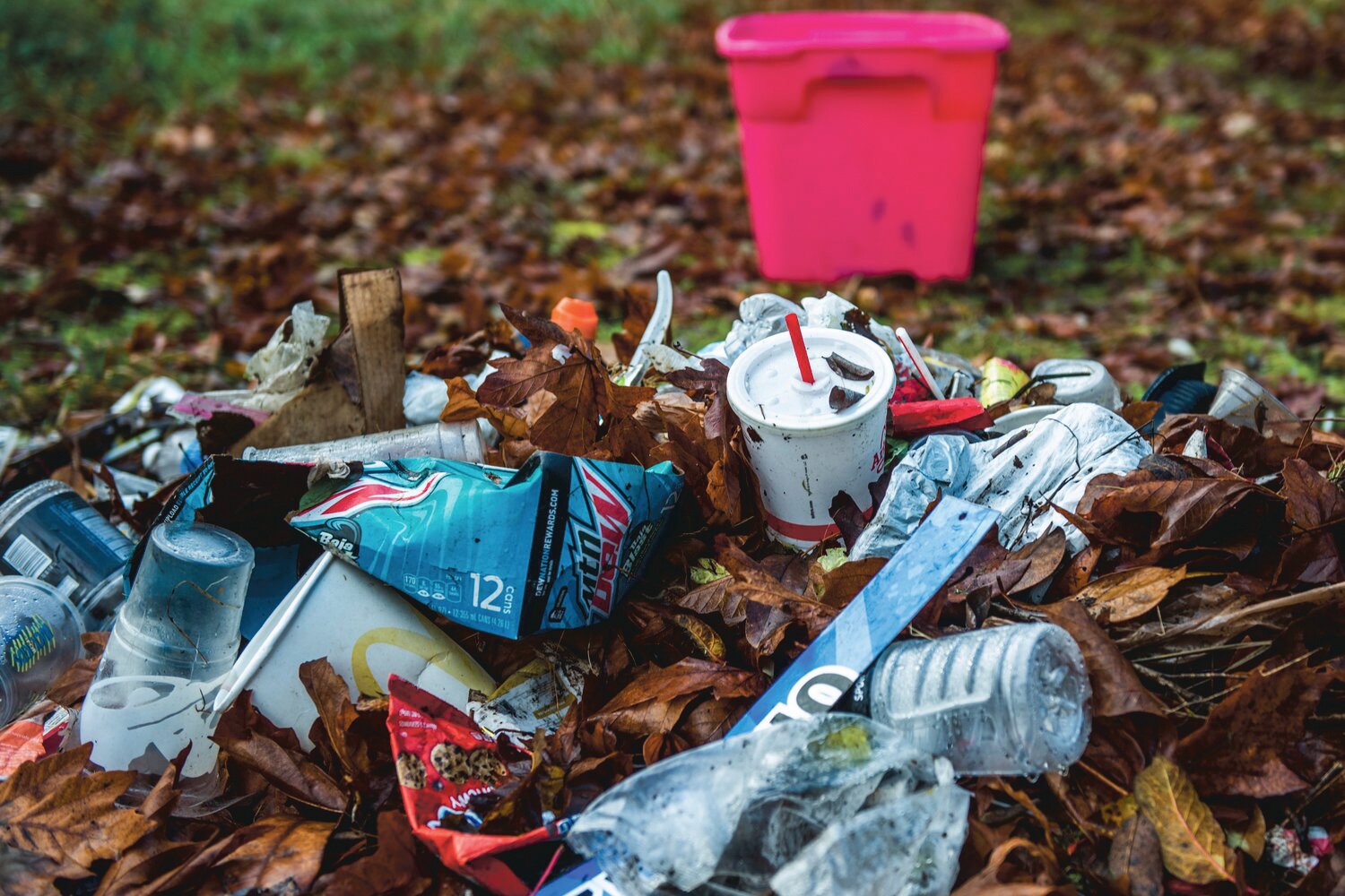 A pile of trash near a roadway is pictured in this file photo.