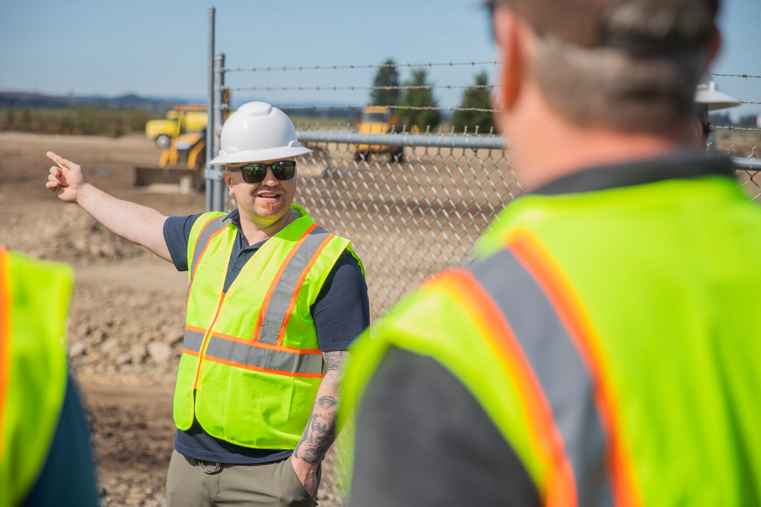 Tenino Mayor Wayne Fournier leads a tour through the construction site of an agricultural park along Old Highway 99 SE in Tenino on Thursday, April 27, 2023.