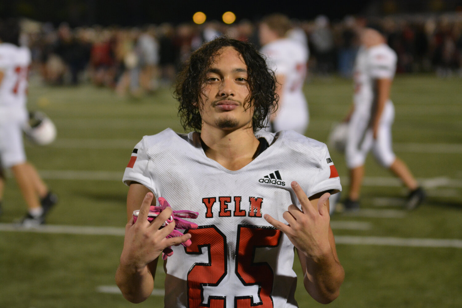 Senior linebacker Anthony Kiamco, who blocked a potential game winning Camas field goal late in the fourth quarter, poses after the contest on Sept. 3.