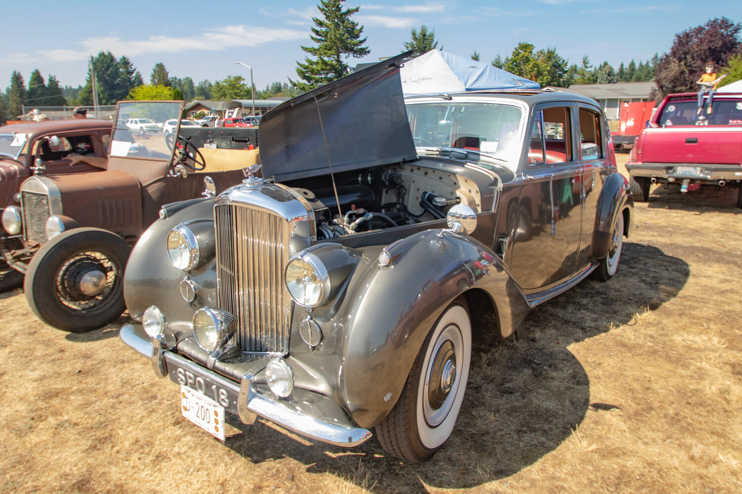 A 1954 Bentley R-Type four-door coupe sits on display on Saturday, Sept. 2, at Wilkowski Park in Rainier for the 16th annual Military Heroes Car Show.